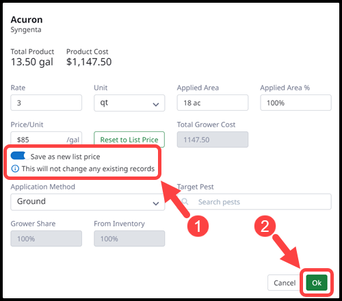 7. Picture after adding a Product within a Task, entering a new LP, and saving as new LP.png